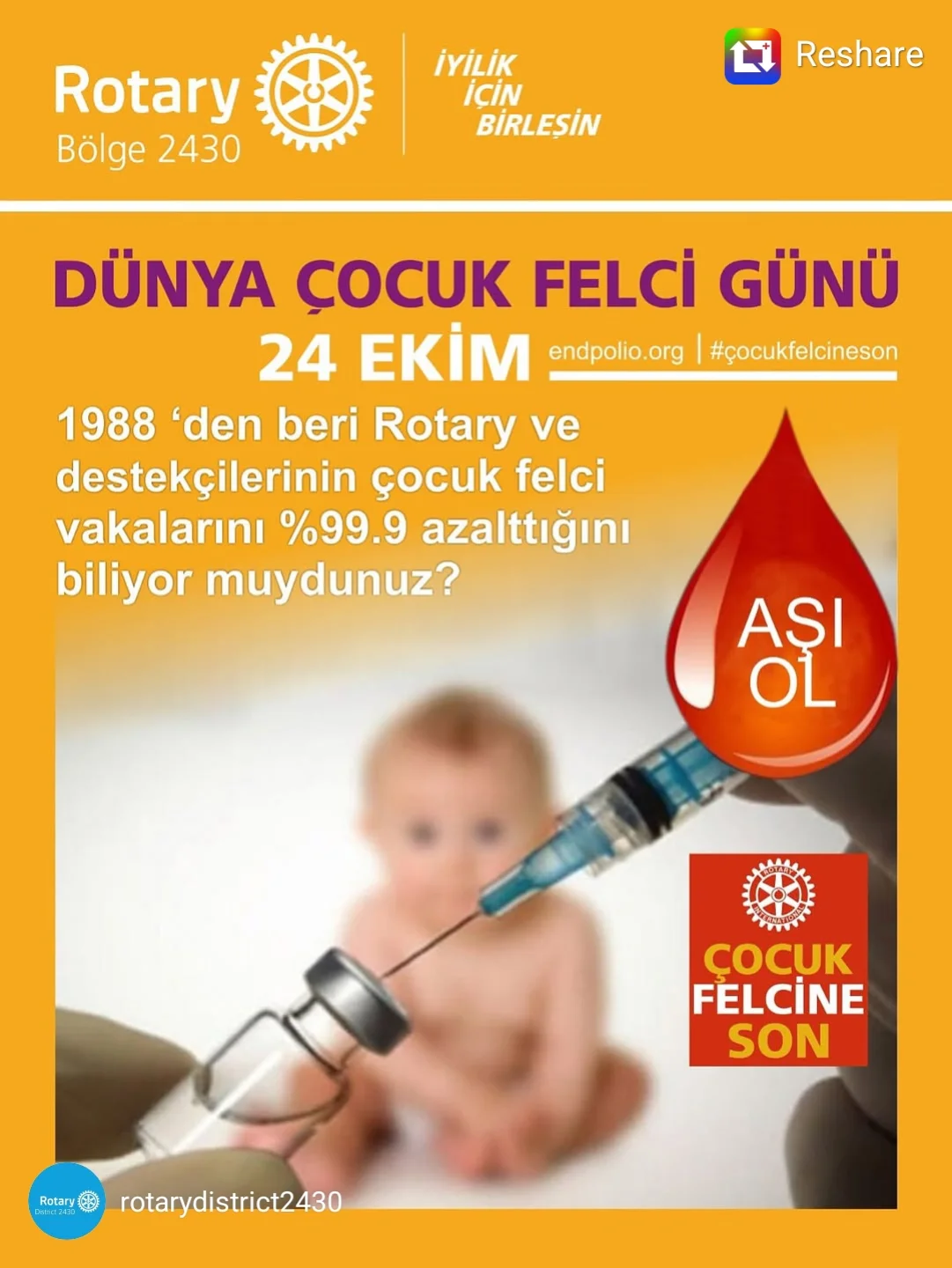 24 Ekim Çocuk Felci Günü